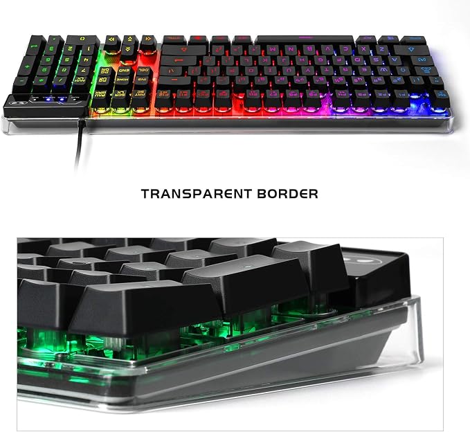 Gaming Keyboard and Mouse Combo, K1 RGB LED Backlit Wired Keyboard with 104 Key Computer PC Gaming Keyboard for PC/Laptop (Black)