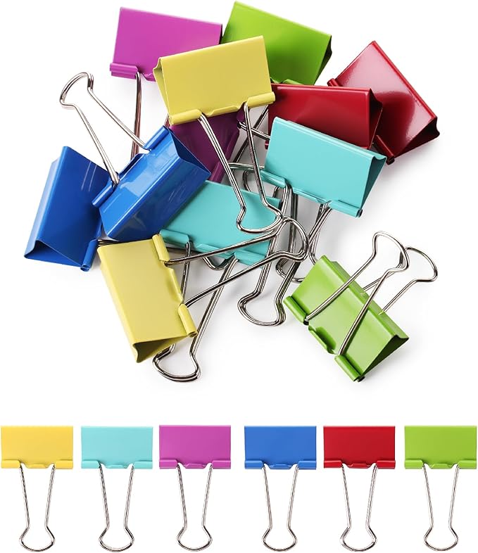 Mr. Pen- Metal Binder Clips, 12 pcs, 2 Inches, Extra Large Size, Colored Binder Paper Clips, Paper Clamps for Office Supplies, Home, School, Business, Document Organizing