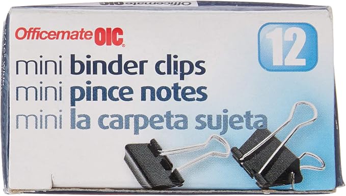 OIC(R) Binder Clips, Mini, 1/4in. Capacity, Box Of 12