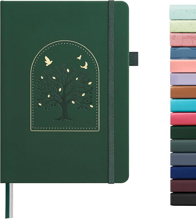 &And Per Se Lined Hardcover Notebook – A5 5.7"x8" College Ruled, 160 Pages, 100gsm Thick Paper – Aesthetic Journal for Women, Gift-Ready Planner, Everyday Writing Notebook (Dark Green)