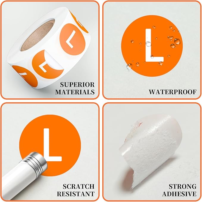 3500 Pcs 7 Rolls 7/8 Inch Size Stickers, 7 Colorful Sizes Coded Round Self Adhesive Labels for Clothing, Sticker Holder for Shirt (XS, S, M, L, XL, XXL and XXXL), BIAlabel