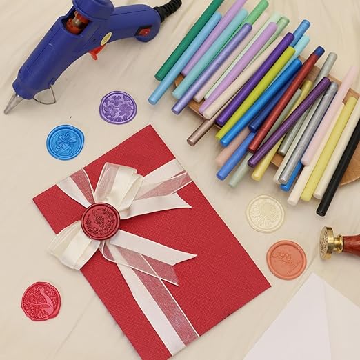 100 Pcs Sealing Wax Sticks for Wax Seal Stamp, Assorted Color SealingWax Glue Gun Wax Seal Sticks Mini WaxGun Stick, Mixed Colors WaxSeal Kit Great for Wedding Invitations (100B)