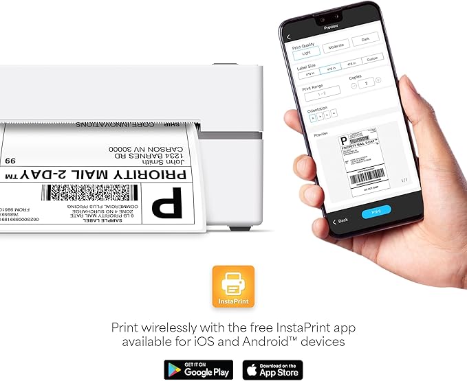 Core Innovations Bluetooth Thermal 4x6 Shipping Label Printer Bundle for Packages & Small Business - Android, iOS & Windows Compatible