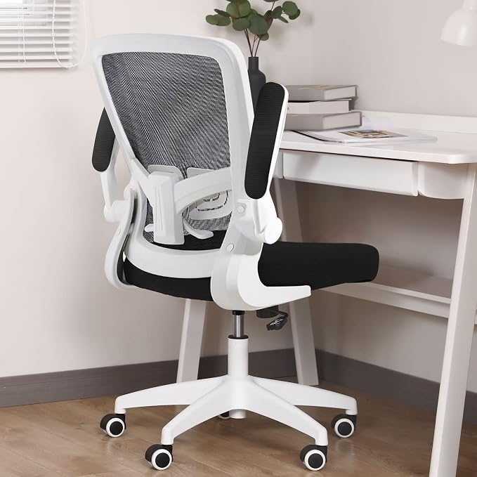 FelixKing Office Chair, Ergonomic Desk Chair with Adjustable Height and Lumbar Support Swivel Game Chair Desk Computer Chair with Flip up Armrests for Conference Room (White) | Adjustable Height, 360°Swivel, Flexible Tilt, Breathable Cushion and Fabric...