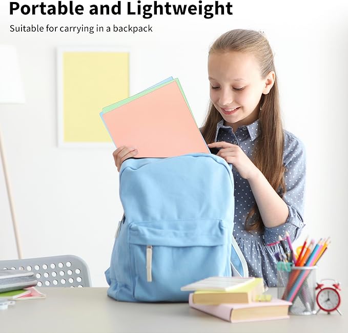 Folders with Pockets, 2 Pocket Plastic Folder with Pockets for School Colored File Folder for Documents Letter Size with Business Card Slot Back to School Office Teacher Supplies(6 Pack Pastel Colors)