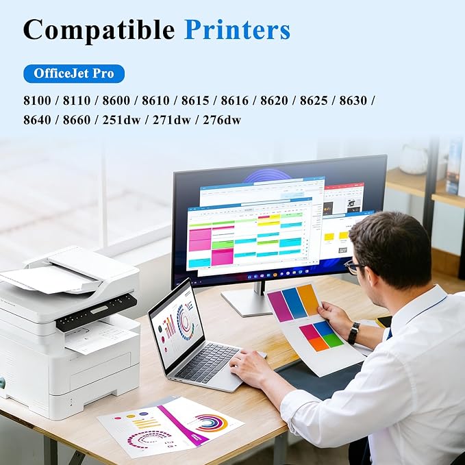 950XL 951XL Ink Cartridges Compatible for HP 950 951 Ink Cartridges Combo Pack Work with HP Printer OfficeJet Pro 8600 8610 8620 8100 8630 8625 Printer 950 Black 951 Color Cyan Magenta Yellow(4 Pack)