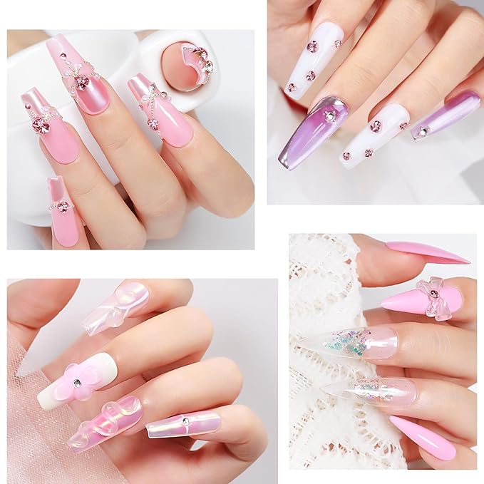MIZHSE 30g 3D Gel Nail Art Sculpting Gel and 15g Rhinestone Glue, Clear Solid Builder Gel for Nails Hard Nail Builder Gel 3D Molding Gels Non-Sticky U V LED Nails Charm Glue 3D Art Salon Home DIY