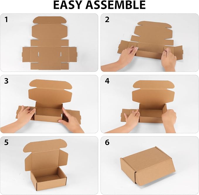 RLAVBL 6x4x2 Inches Shipping Boxes Set of 25, Brown Small Corrugated Cardboard Box, Mailer Boxes for Packing Small Business