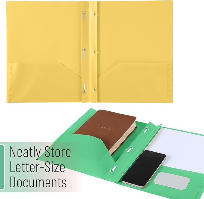 Mr. Pen- Plastic Folders with Pockets and Prongs, 5 Pack, Letter Size, Retro Colors, Flexible Plastic Folders with Prongs