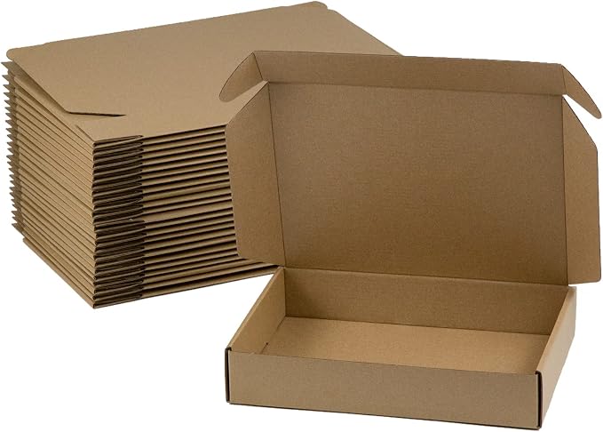11x8x2 Inches Shipping Boxes Pack of 25, Brown Corrugated Cardboard Boxes for Small Bussiness