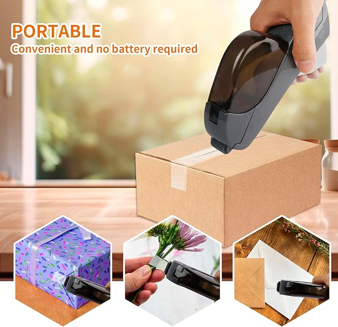 Eagle Automatic Tape Dispenser, Handheld & Portable Design, Office Tape Gun, One-Handed Operation with Safety Blade for Office, Home, DIY or Packaging (Includes 2 Free Tapes) (Gray)