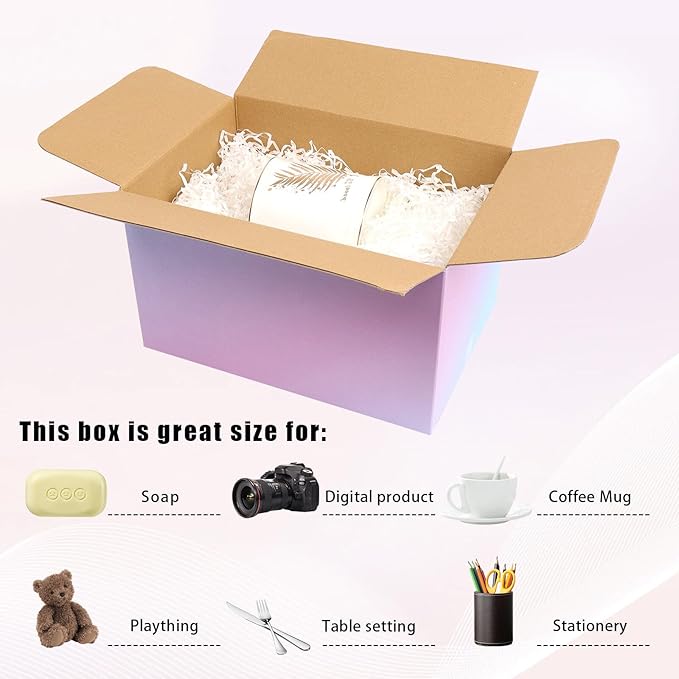 FORBFAN 10 x 7 x 6 Shipping Boxes, 30 Pack Corrugated Cardboard Mailing Boxes for Small Business, Colorful Packing Boxes for Shipping & Storage