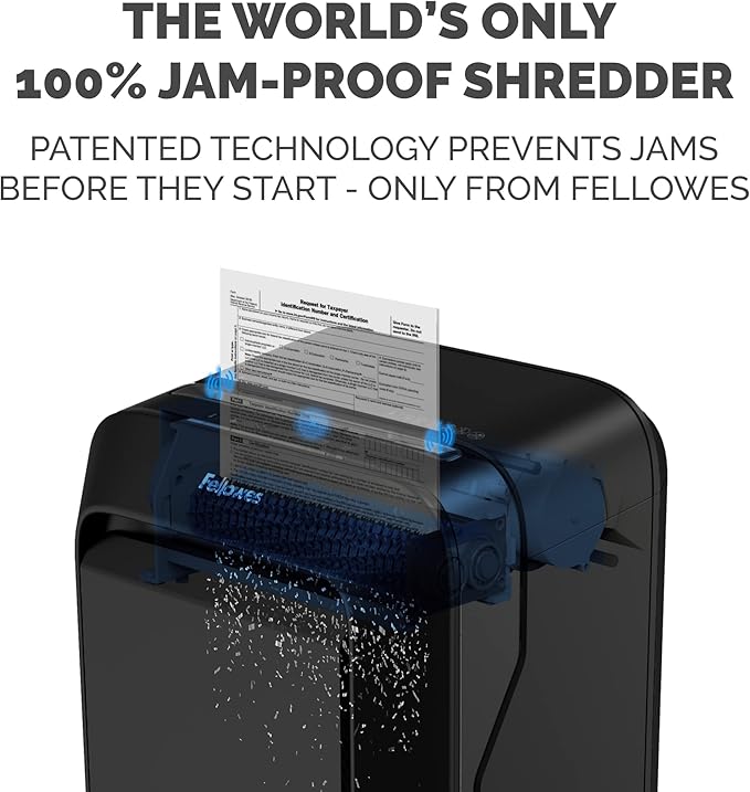 Fellowes LX210 P-4 Micro-Cut Paper Shredder, Jam-Proof Heavy-Duty Paper Shredder for Office, 16 Sheet Capacity, Black
