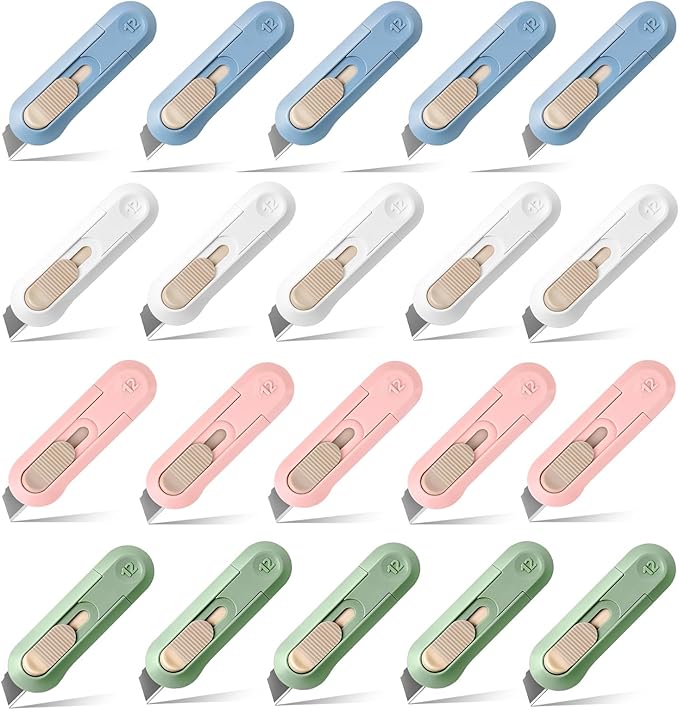 20 PSC Box Cutter,Retractable Box Opener, Package Opener, Easy Slide Retractable Cute Utility Knife For Opening Daily Express Boxes, Envelopes, Packages, Paper tapes and more