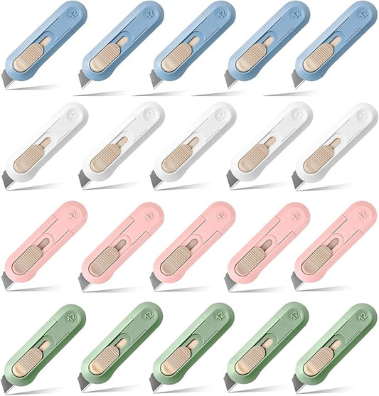 20 PSC Box Cutter,Retractable Box Opener, Package Opener, Easy Slide Retractable Cute Utility Knife For Opening Daily Express Boxes, Envelopes, Packages, Paper tapes and more