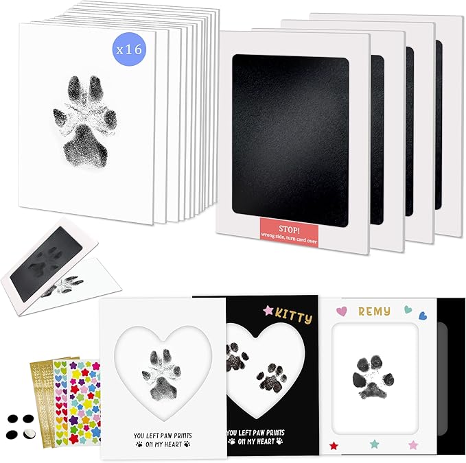 MYPAWLETS Paw Print Kit,Clean Touch/Inkless Ink Pad for Dog/Cat Pawprints,Paw Print Stamp Pad for Dogs,Dog Paw/Nose Print Kit Keepsake,Pet Paw Print Impression Kit with Frame,Gifts for Pet Parents-4M