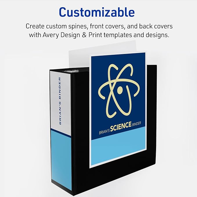Avery Heavy-Duty 4 Inch Binders 3 Ring, View Binder, 4 Inch EZD Ring, Black, Sturdy (79604)