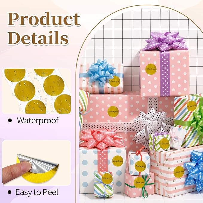 1.5 Inch Thermal Labels,Holographic Circle Direct Thermal Stickers,for Address Design DIY Logo Business(300 pcs/Brushed Gold)