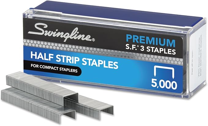 Swingline 35440 S.F. 3 Premium Chisel Point 105 Count Half-Strip Staples 5000/Box