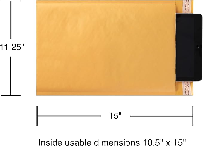 Staples Bubble Mailers, #5 Size, 10.5x15 Inch, Cushioned, 25-Pack | Protective mailers for shipping fragile items and everyday packages.