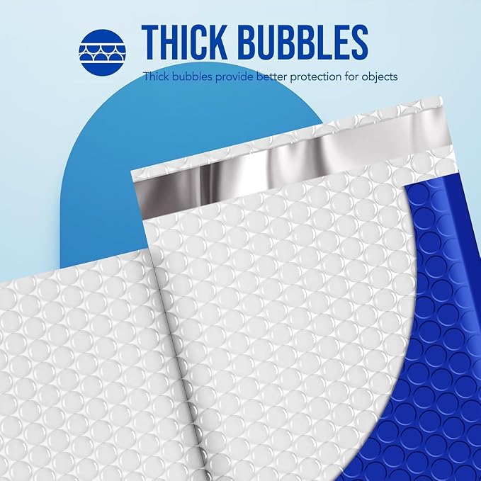 Fuxury Large Bubble Mailers 10.5x16" 500 Pack Royal Blue Padded Envelopes | Usable Size 10.5x15" Self Seal Waterproof Mailing Envelopes Bulk Padded Mailers for Clothing,Books,Small Business Packaging#5
