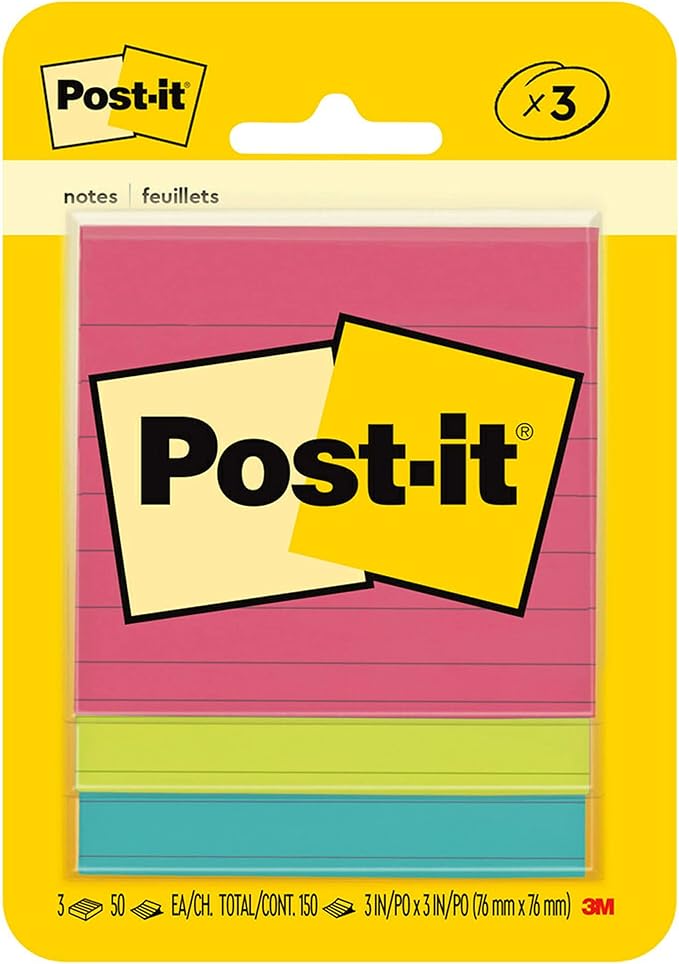 Post-it Notes, 3x3 in, 3 Pads, America's #1 Favorite Sticky Notes, Poptimistic Collection, Bright Colors (Magenta, Pink, Blue, Green), Clean Removal, Recyclable (6301-B) (Pack of 2)