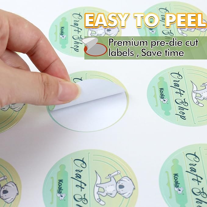 Koala Round Labels 2 Inch - 240 Pearl Glossy White Printable Circle Stickers for Inkjet & Laser Printers, DIY Jar, Party Favor, Thank You Labels