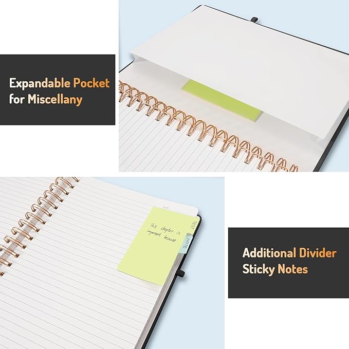 Forvencer Lined Spiral Journal Notebook with 300 Numbered Pages, B5 College Ruled Thick Journals for Writing with 100GSM Paper, Hardcover Notebooks with Contents for Work, School, Women, Soft Green