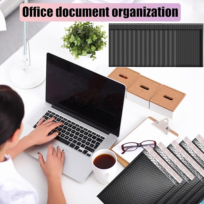 50 PCS Bubble Mailers, Black Poly Padded Envelopes, Waterproof Shipping Bags, Self Seal Cushion Envelopes for Mailing, Shipping, Packing, Small Business, 3 Sizes