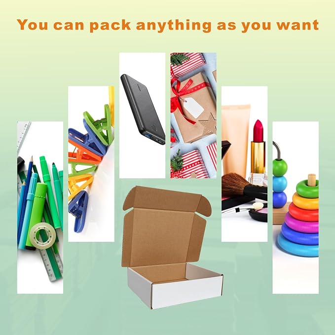 7x6x2'' Small Shipping Boxes 25 Pack, Corrugated Cardboard Mailers for Small Business, White (CM762-25)