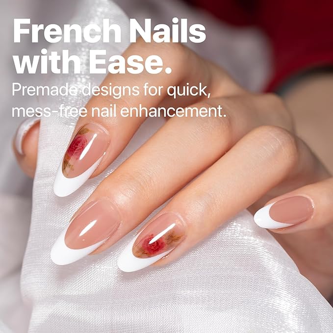 SXC Cosmetics French Tip Press On Nails Brown Medium Almond 150 Pieces in 15 Sizes Ultra Fit with Pre-applied Tip Primer and Base Coat, No Need to File Fake Nails for Nail Art DIY X-Pro Tips