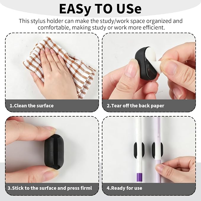 VZZNN 40 PCS Pencil Holders,Stylus Silicone Pen Holde,Adhesive Pencil Holders for Desk fine pen, Silicone Pen Holders for Clipboard,Sticky Pen Holder for Desk, Office Teacher Supplies