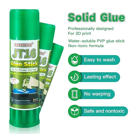 3D Printer Glue Sticks 6-Pack, 1.27oz Each, Strong First Layer Adhesion, Prevents Warping & Shifting, Fits Glass, PEI Sheet, Aluminum Build Plate, Fits PETG, PLA, TPU, ABS Filaments, Easy to Clean