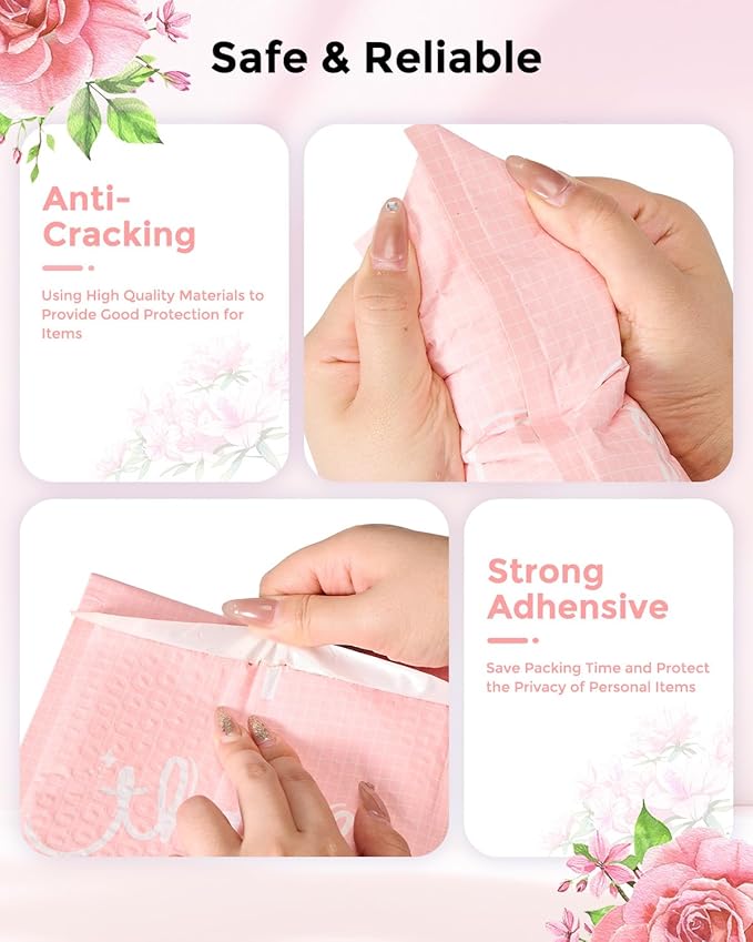 Metronic Bubble Mailers 8.5x12 Inch 240 Pack Usable Size 8.5x11'' Thank You Pink Bubble Mailer Waterproof Padded Envelopes for Gift Packaging, Mailing, Makeup, Small Items Bulk