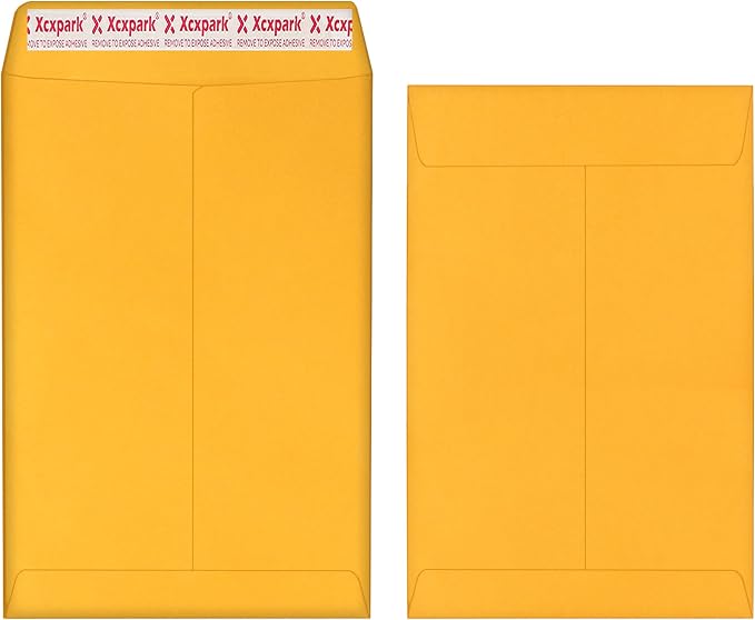 Xxcxpark 250 PCS 6x9 inches Security Catalog Envelopes Printable Self Seal Envelopes, Anti Tear brown Kraft Envelopes for Invitation Cards, Pictures, Photos, Documents