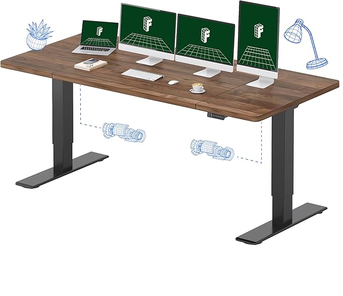 FLEXISPOT 79"x32" Large Dual Motor Electric Standing Desk, Black Walnut - 198 LBS Heavy-Duty Capacity, Ideal for Home Office, Creative Studio, or Multi-Monitor Setup