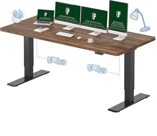 FLEXISPOT 79"x32" Large Dual Motor Electric Standing Desk, Black Walnut - 198 LBS Heavy-Duty Capacity, Ideal for Home Office, Creative Studio, or Multi-Monitor Setup