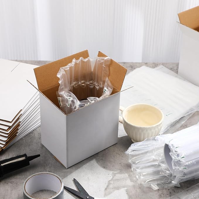 25 Sets Mug Shipping Boxes with Bubble Pouch for 15oz Mug,White | Cardboard Mailing Packaging 6x4x6", Protective Wrap for Fragile Items, Storing Wrapping Sublimation Coffee Cup Gifts
