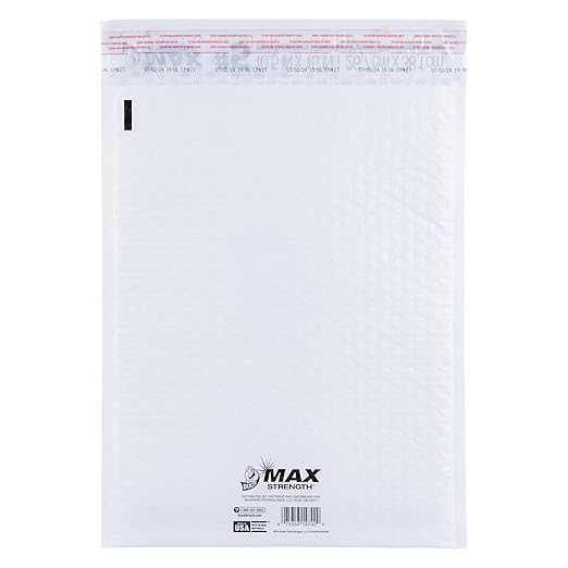 Duck Max #5 Poly Bubble Mailer, White, 10.5 inch x 15 inch, 25 Pack
