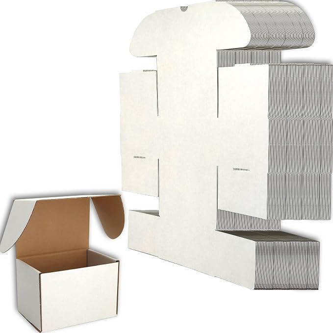 6x4x4 Shipping Boxes Set of 50, White Mailer Corrugated Cardboard Box | for Packaging, Literature, Packing, Mailing, Storage, Small Business, Moving, Gift, Supplies, Quick Fold, Tab Locking
