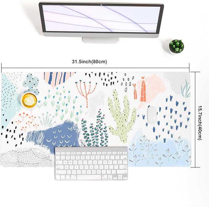 Faux Leather Large Mouse Pad, Office Desk Mat, 31.5"x15.7", Minimalist | Desk Décor Accessories, Extended Size, Waterproof & Easy to Clean, Smooth Surface, Non Slip Desk Organization