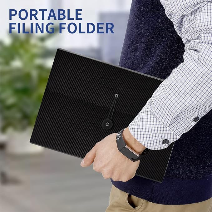 2Pcs Expanding File Folder, 13 Pockets Accordion File Holder Organizer, A4 Letter Size Paper Document Receipt Organizer Accordian Filing Folder for Classroom, Home, Office and Travel