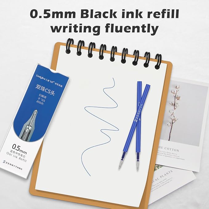 Ddaowanx 10 Pieces Gel Ink Pen Refills,Fine Point 0.5mm Tip Blue Ink | Smooth Writing Quick Dry for Journaling Writing School Office Supplies