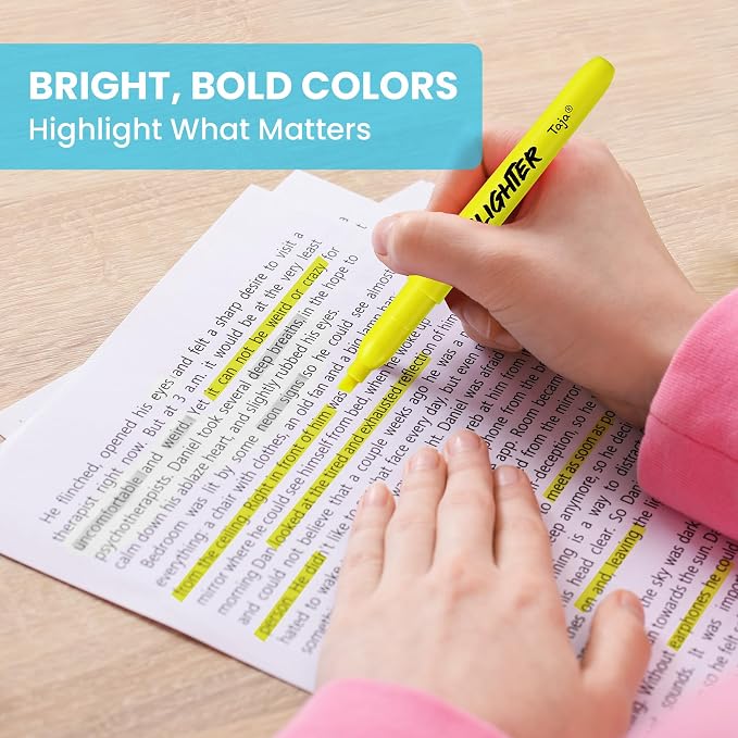 Taja Highlighters 192 Pack, Bright Yellow, Bulk Pack Chisel Tip Marking Pens with Clean Ink, Suitable for School, Office, and Daily Use