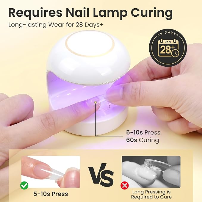 LIONVISON Solid Gel Nail Glue: 28+ Days Long-Lasting for DIY Beginners | UV Cured Adhesive for Press On Nails & Tips Extension - 15g 0.5 fl.oz Tube for DIY Beginners at Home