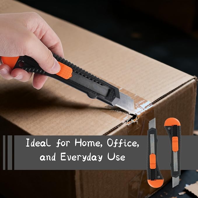 200 Pcs Box Cutter Retractable Utility Knife with18mm Wide Blade Sharp Cardboard Cutter for Cartons, Cardboard,Boxes Art Craft Home and Office