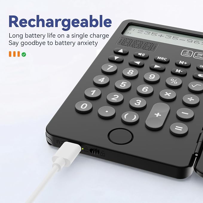 NEWYES Calculator with Writing Tablet, LCD Writing Pad and Stylus Pen, Solar & Battery Powered Calculator for Office School Students, Black Pro