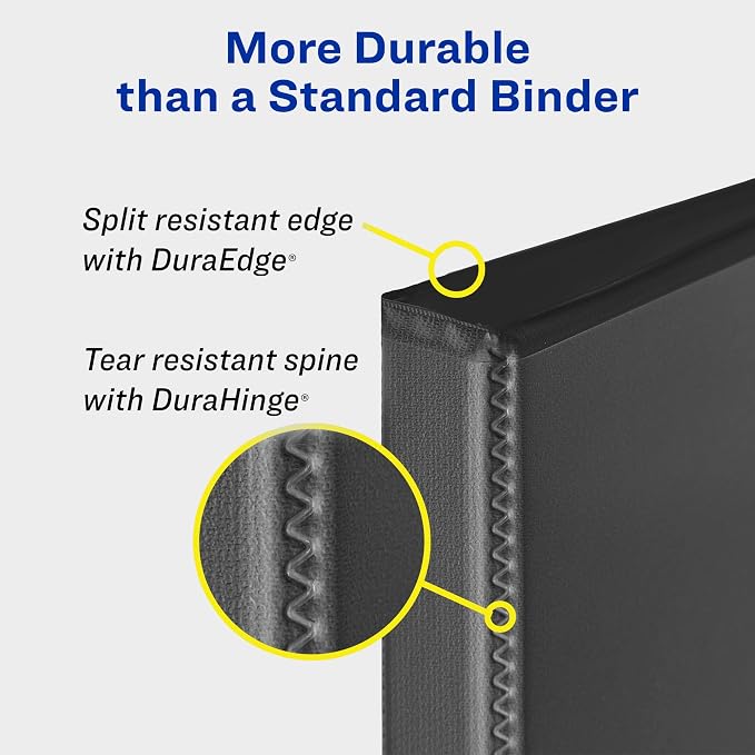 Avery® Heavy-Duty View 3 Ring Binder, 2" Rings, 1 Light Blue Binder | For Heavy School, Home and Office Use, DuraHinge Tear-Resistant Spine, DuraEdge Split-Resistant Sides, Nonstick Pockets
