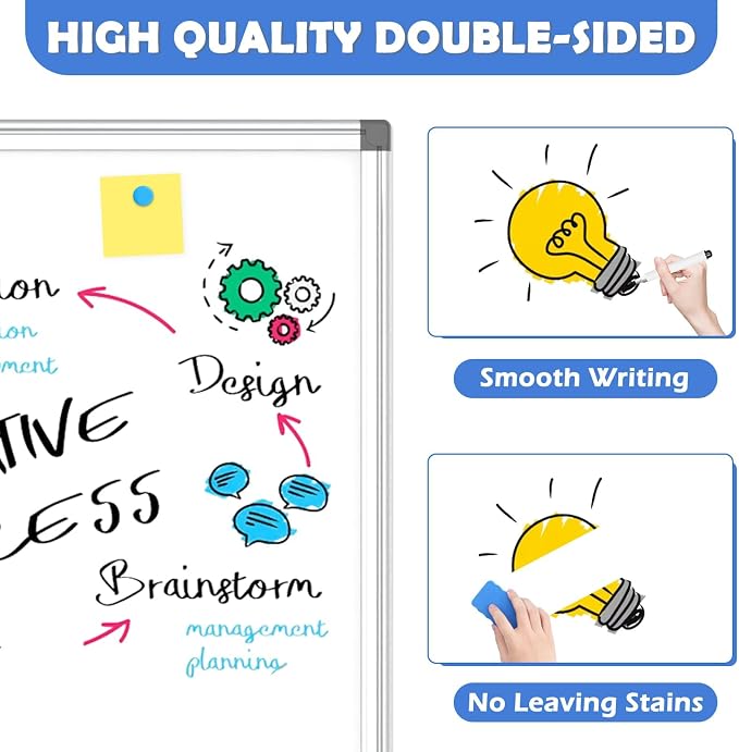 Extra Large White Board 72x40 Double-Sided Dry Erase Magnetic Wall | Magnetic Whiteboard Wall, Double-Sided Dry Erase, Smooth Writing Easy Clean, Aluminum Frame, Home Office School, Complete Kit