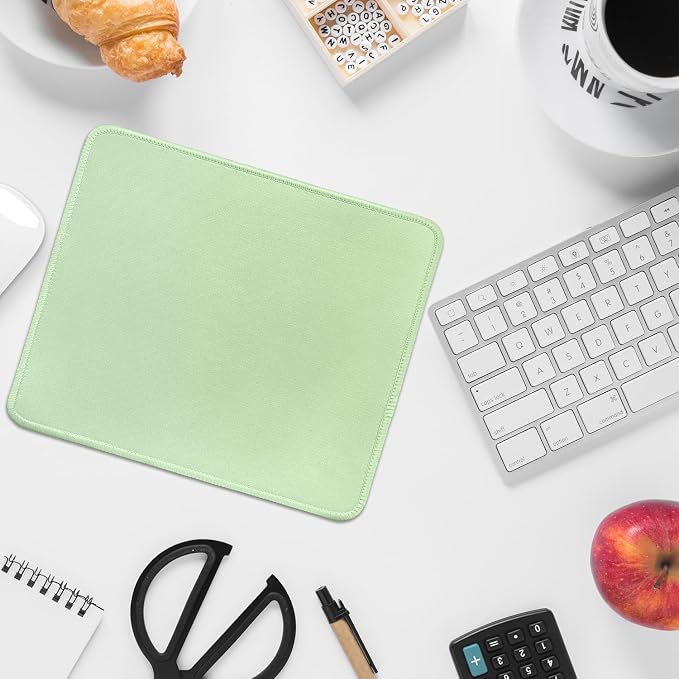 FROGIGO Mouse Pad with Stitched Edges - Solid Color Mousepad for Women, 9.25 x 7.75 inch Washable Square Desk Pad, Non-Slip Rubber Base, Office Home Laptop Accessories - Sage Green